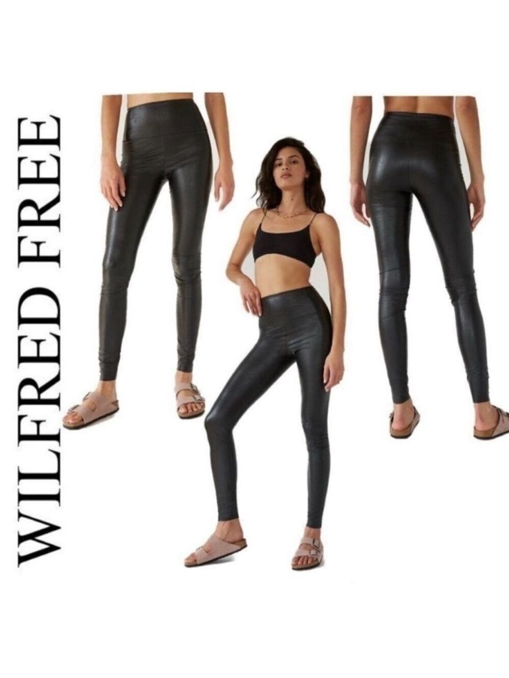 ARITZIA Wilfred Free Black Daria Faux leather pleather leggings high waisted M